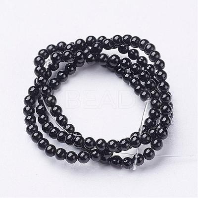 Natural Black Onyx Round Beads Strands GSR3mmC097-1