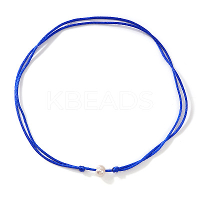 Imitation Pearl White Potato Pendant Adjustable Waxed Cord Necklaces for Women OH8963-3-1