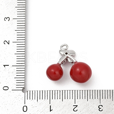 Brass Red Enamel Pendants KK-M322-03P-1