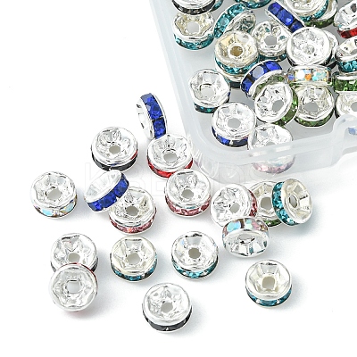 80Pcs 8 Styles Brass Rhinestone Spacer Beads RB-FS0001-03-1