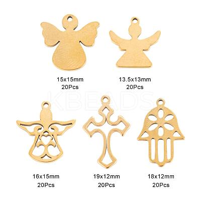 100Pcs 10 Style 2 Colors 304 Stainless Steel Pendants STAS-LS0001-34-1