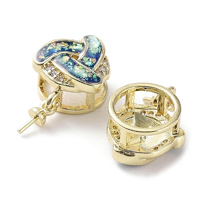 Knot Shape Brass Micro Pave Cubic Zirconia Cup Peg Bails KK-C041-04A-G-1