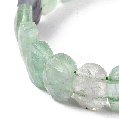 Natural Fluorite Oval Beaded Stretch Bracelet G-E010-01S-1