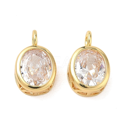 Brass Pave Clear Cubic Zirconia Pendants CU-CBA42CA-04B-G-1