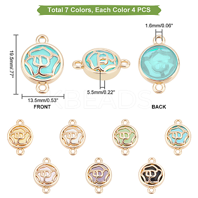 28pcs 7 colors Glass Connector Charms GLAA-AR0001-28-1