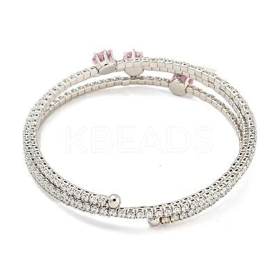 Rack Plating Brass Pave Clear Cubic Zirconia Open Cuff Wrap Bangles BJEW-B110-01P-1