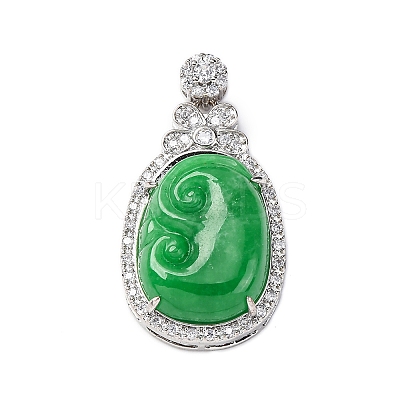 Dyed Natural Myanmar Jade Ruyi Pendants KK-Q050-02A-1