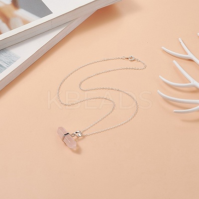 Natural Rose Quartz Geometry Pendant Necklace NJEW-JN04239-05-1