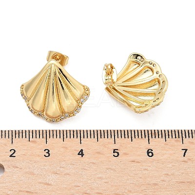 Brass Clear Cubic Zirconia Stud Earrings EJEW-Q017-05B-G-1