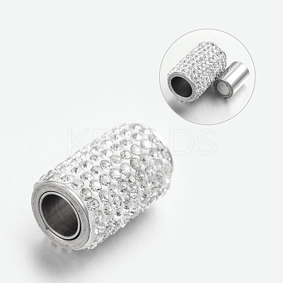 304 Stainless Steel Magnetic Clasps with Glue-in Ends STAS-L131-06B-1