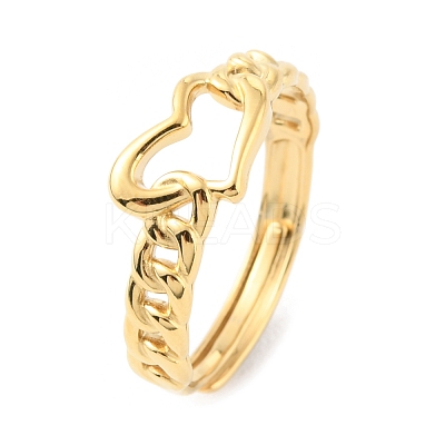 304 Stainless Steel Hollow Heart Adjustable Rings RJEW-D002-13G-1