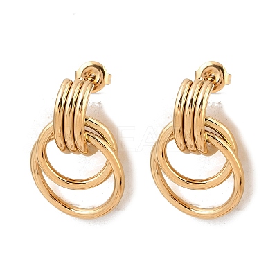 304 Stainless Steel Twist Ring Stud Earrings EJEW-P324-06G-1