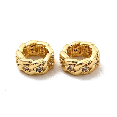 Rack Plating Brass Micro Pave Cubic Zirconia Rondelle European Beads KK-C010-27-1