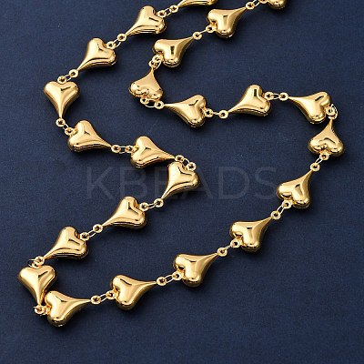 304 Stainless Steel Heart Link Chain Necklaces for Women NJEW-G178-02G-02-1