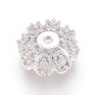 Multi-Petal Brass Micro Pave Cubic Zirconia Bead Caps X-ZIRC-F088-038P-1