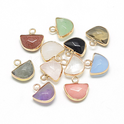 Natural & Synthetic Mixed Stone Semi Circle Pendants G-Q965-M-1