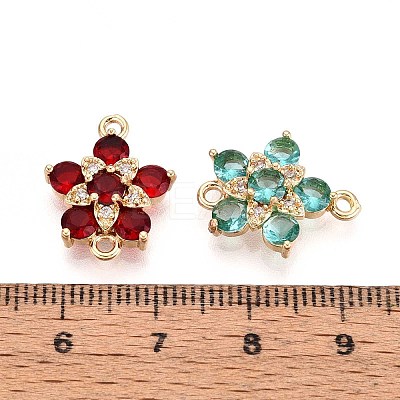 Brass Pave Cubic Zirconia Flower Connector Charms KK-T078-25G-1