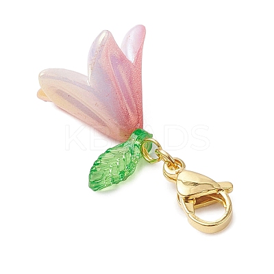 Acrylic Morning Glory Pendant Decorations HJEW-JM02861-1