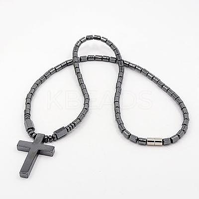 Fashionable Magnetic Synthetic Hematite Necklaces LS-NJEW-K006-21-1