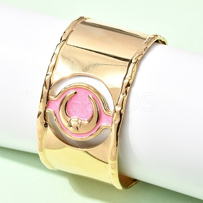 304 Stainless Steel Enamel Cuff Bangles for Women BJEW-B166-02G-1