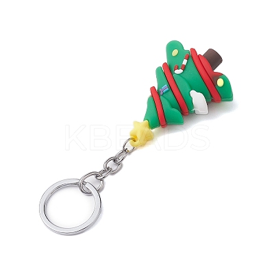 10Pcs 10 Styles Christmas Themed PVC Plastic Keychain KEYC-JKC00869-1