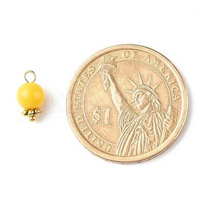 Imitation Jade Round Glass Beads Charms PALLOY-JF01142-1