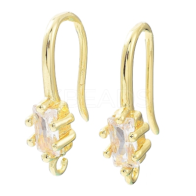 Brass Pave Clear Cubic Zirconia Earring Hooks KK-R149-20G-1