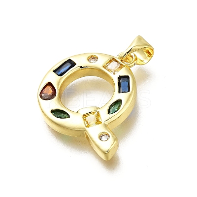Brass Micro Pave Clear Cubic Zirconia Pendants KK-G521-01G-Q-01-1