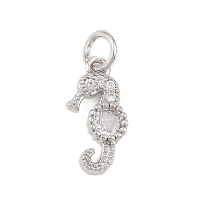 Brass Micro Pave Clear Cubic Zirconia Charms KK-G544-02P-01-1