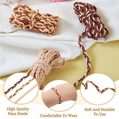 7.5 Yards 3 Colors  Braided Flat Faux Suede Cord LW-TA0001-04-1