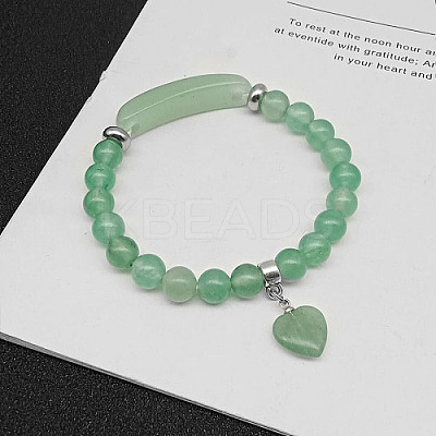 Natural Green Aventurine Charm Stretch Bracelets for Women Men JX9196-9-1