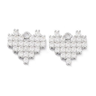 Brass Micro Pave Clear Cubic Zirconia Charms KK-F871-46P-1