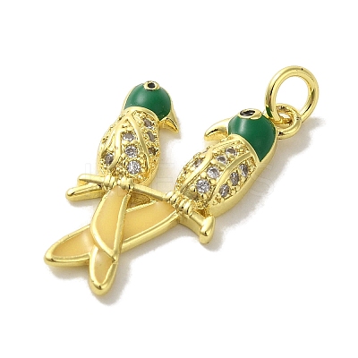 Brass Enamel Micro Pave Cubic Zirconia Pendants KK-Z042-17G-01-1