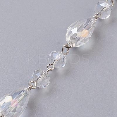 Handmade Faceted Glass Beaded Chains AJEW-JB00327-01-1