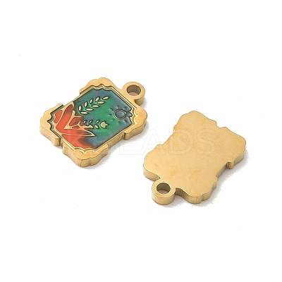304 Stainless Steel Enamel Pendants STAS-I351-12G-1