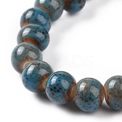 Handmade Fancy Antique Glazed Porcelain Ceramic Round Beads Strands PORC-L019-6mm-M-1