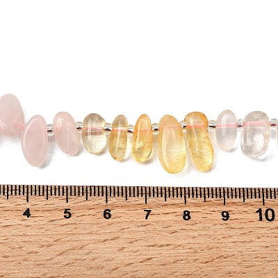 Chakra Natural Amethyst & Rose Quartz & Quartz Crystal & Citrine & Green Aventurine Beads Strands G-Z091-A11-1