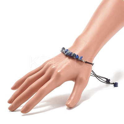 Natural Lapis Lazuli Chips Braided Bead Bracelet BJEW-JB08019-01-1