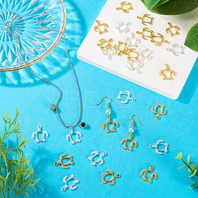 40Pcs 2 Colors Alloy Open Back Bezel Pendants FIND-CD0001-05-1