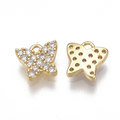 Brass Micro Pave Cubic Zirconia Charms KK-T038-363G-1