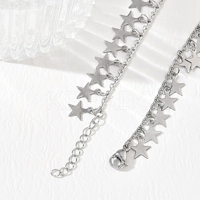 304 Stainless Steel Charm Bracelets for Women BJEW-D466-06P-1