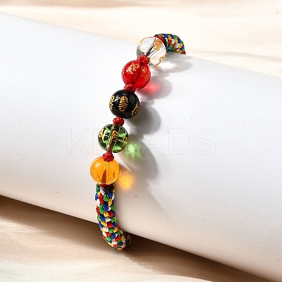 Glass Round Beads Braided Bead Bracelets BJEW-M110-01-1