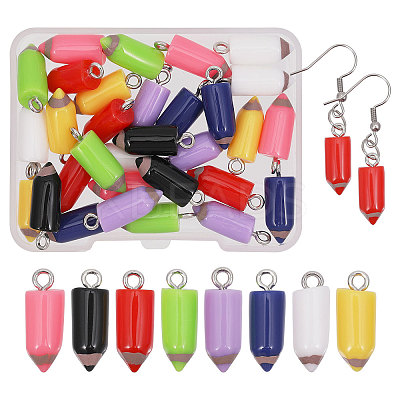 32Pcs 8 Colors Opaque Resin Pendants RESI-GL0001-11-1