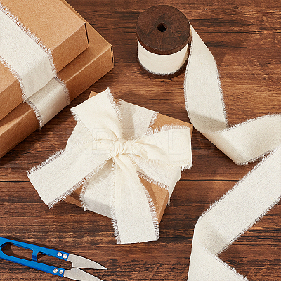 5 Yards Cotton Frayed Fringe Ribbon LS-OCOR-WH0081-37-1