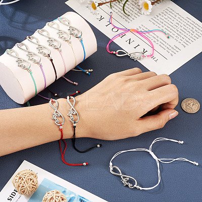 10Pcs 10 Color Alloy Infinity with Hope Link Bracelets Set for Men Women BJEW-TAC0008-02-1