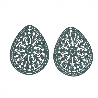 430 Stainless Steel Filigree Pendants STAS-S108-16B-1