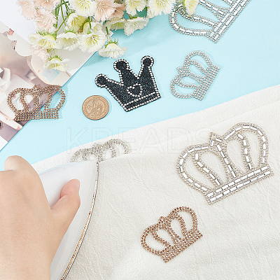 8Pcs 4 Style Crown Shape with Heart Hotfix Rhinestone DIY-FG0004-26-1