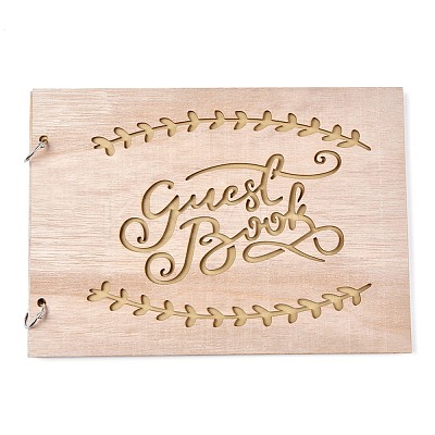 Wooden Wedding Guestbooks Notepad AJEW-M206-20-1