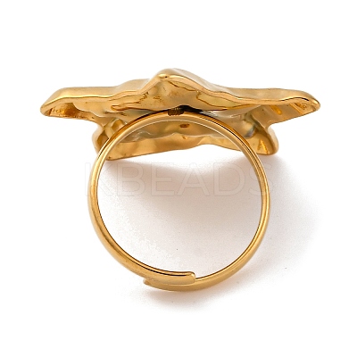Ion Plating(IP) 304 Stainless Steel Star Open Cuff Rings RJEW-M047-06G-1