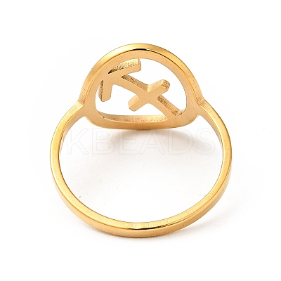 Ion Plating(IP) 201 Stainless Steel Constellations Sagittarius Finger Ring for Women RJEW-G266-16G-1